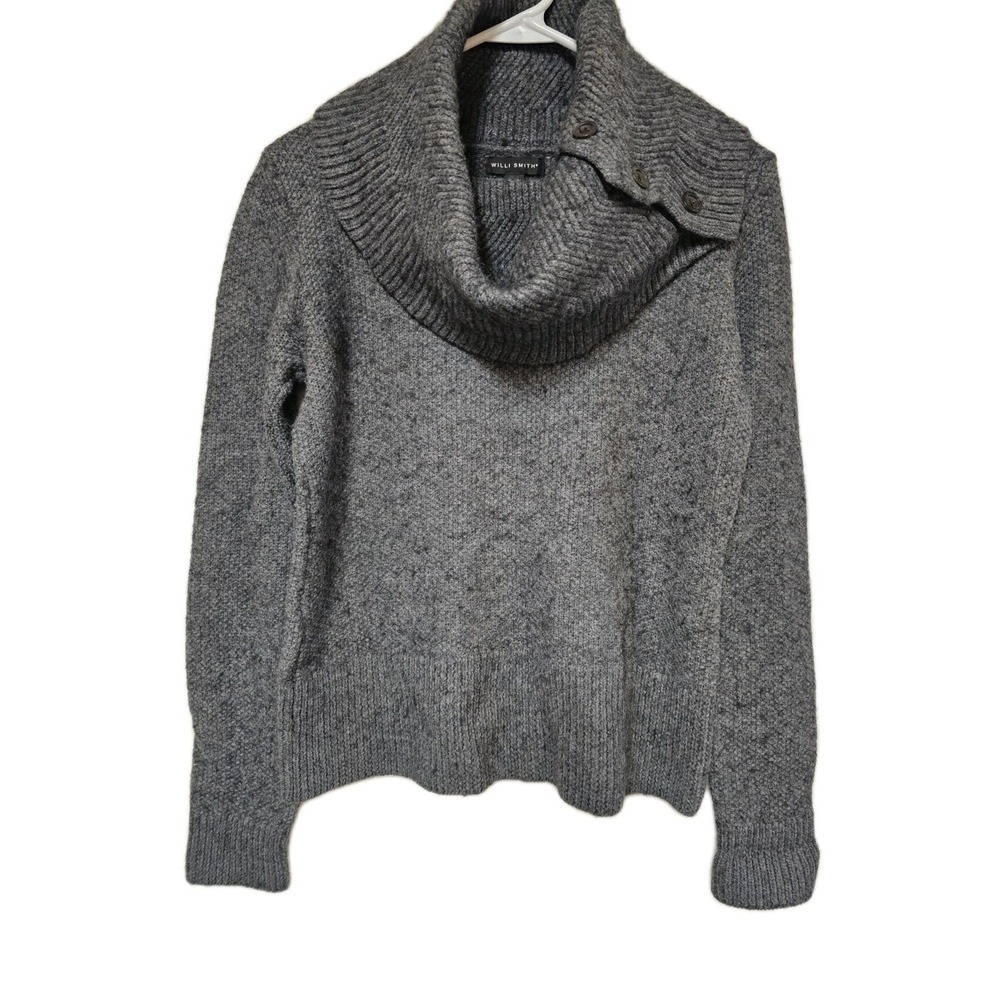 Willi Smith Gray Thick Cable Knit 50% Wool Turtleneck Sweater Womens Size Med